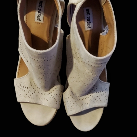 Not Rated Stone color suede open toe booties. Cute cut outs. Size 10 US. - Picture 5 of 8